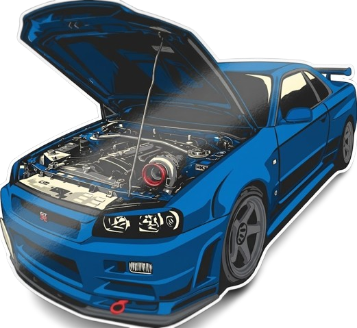 JDM Legend: Skyline R34 Engine Bay Vinyl Sticker