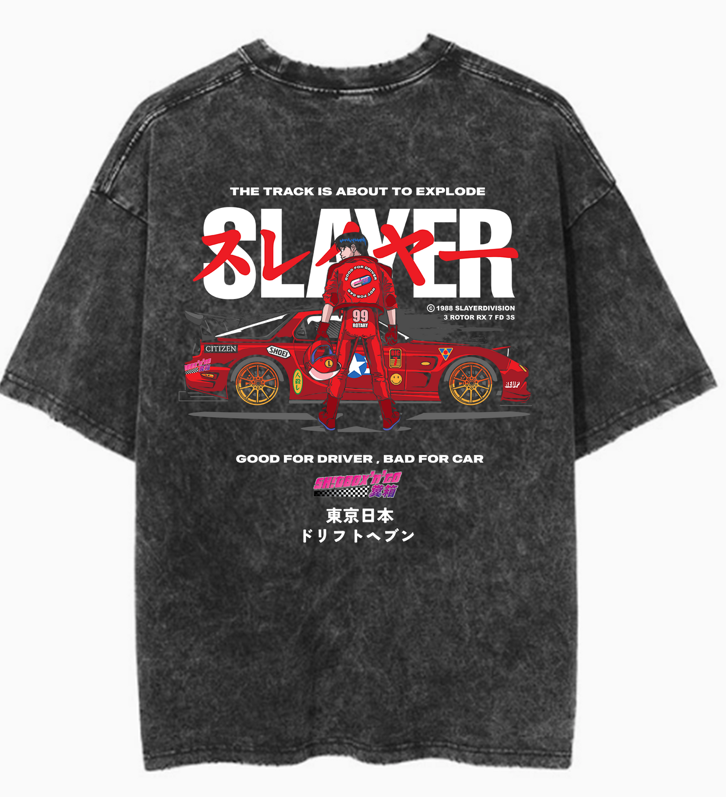 Akira Shitbox and go 37 Anniversary Acid Wash Tshirt